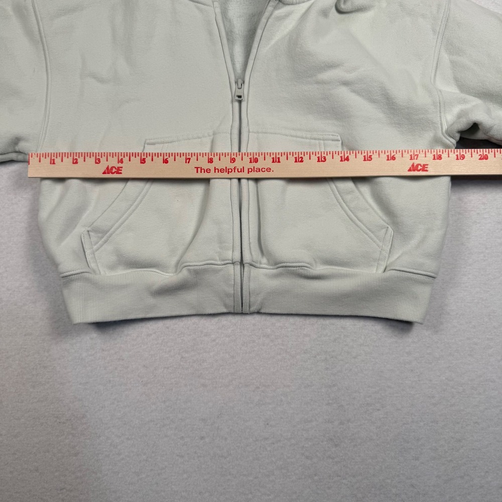 Aritzia Tna Cozy Fleece Hoodie Womens XS Light Green Full Zip Cropped Sweatshirt - Picture 5 of 9